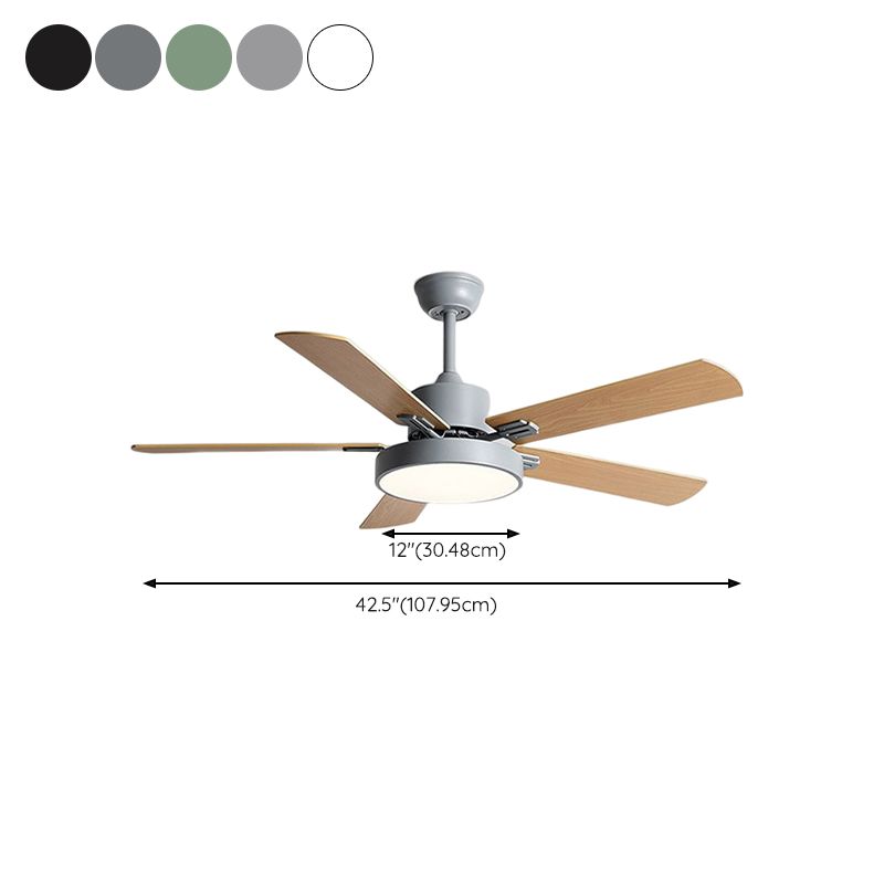 Modern Wooden Ceiling Fan Light Fixture Colorful LED Ceiling Lamp for Bedroom