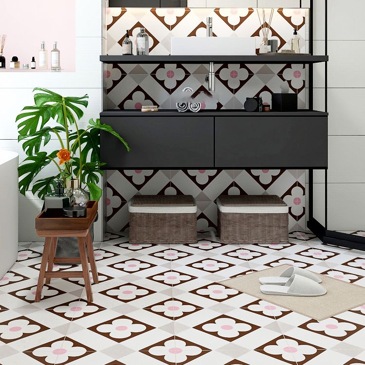 Patterned Rectangular Tile Modern Straight Edge Glazed Floor Tile