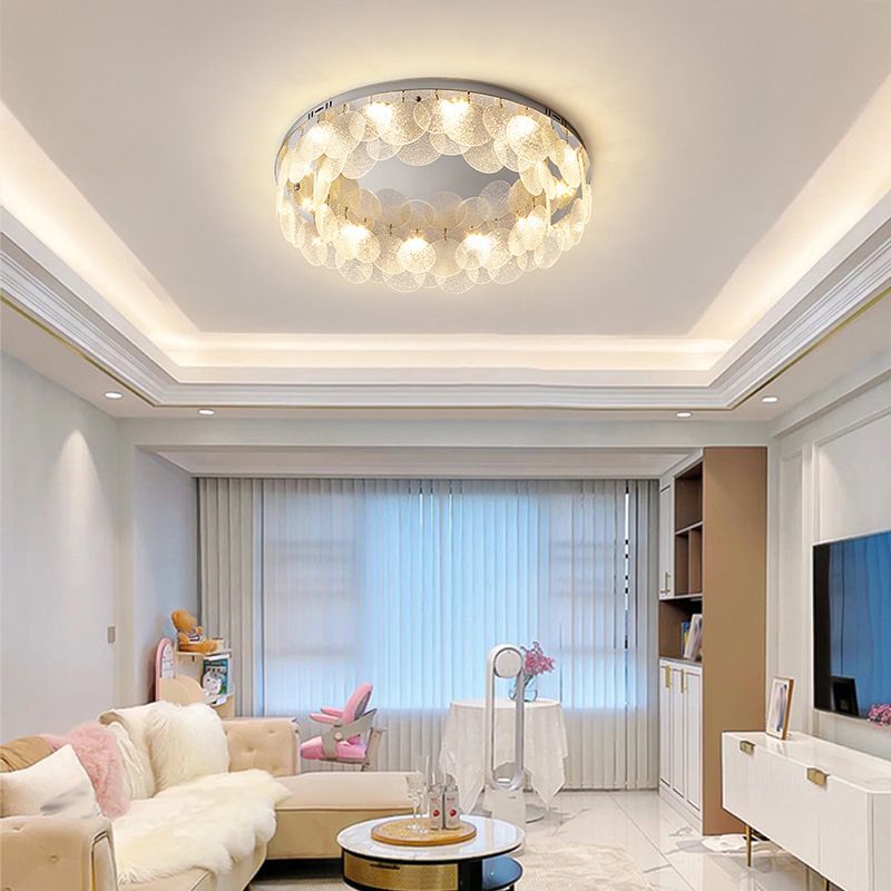 Single Modernism Silver Flush Mount Lighting LED Ceiling Light for Bedroom