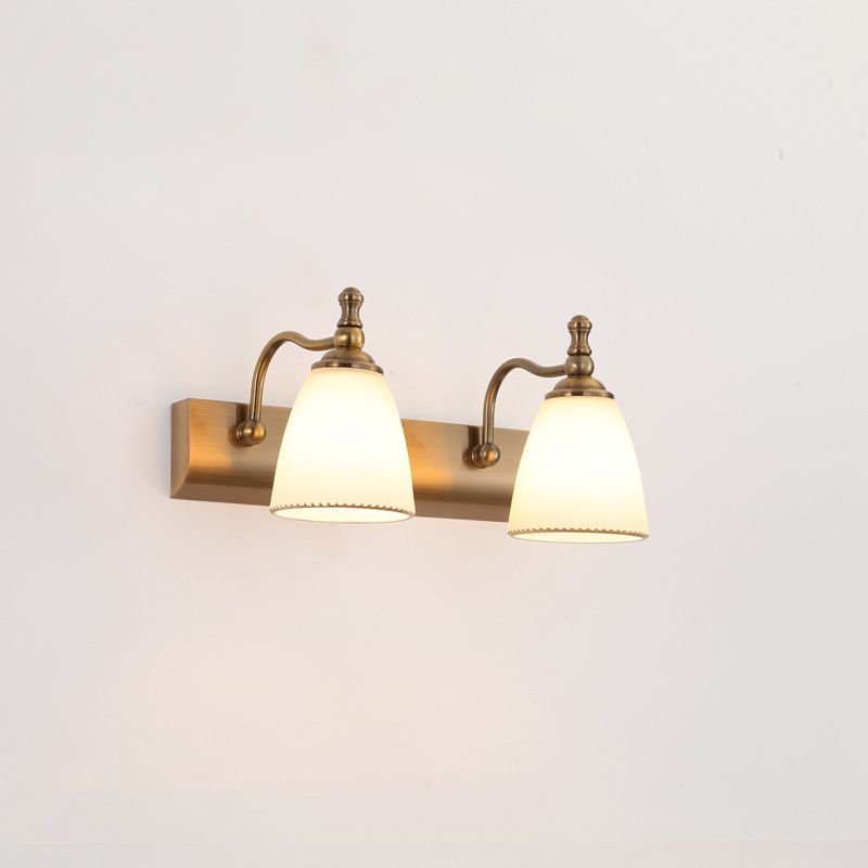 Glass Bowl Shade Wall Lighting American Style Multi-Lights Wall Mounted Light Fixture in Brass