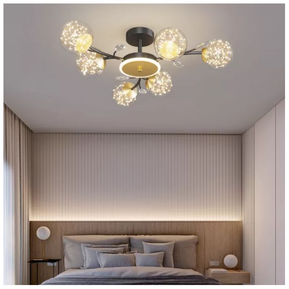 Branching Semi Flush Mount Lighting Nordic Clear Glass Living Room LED Ceiling Light