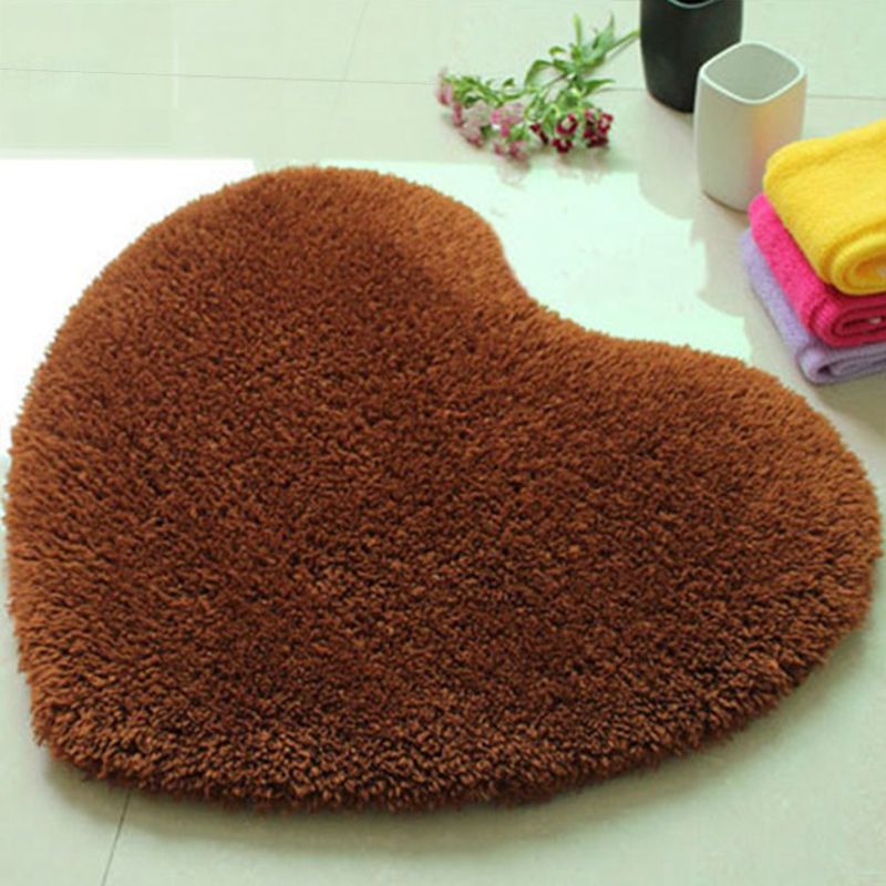 Heart-Shape Plain Rug Multi Colored Simple Area Rug Shag Washable Stain Resistant Carpet for Bedroom