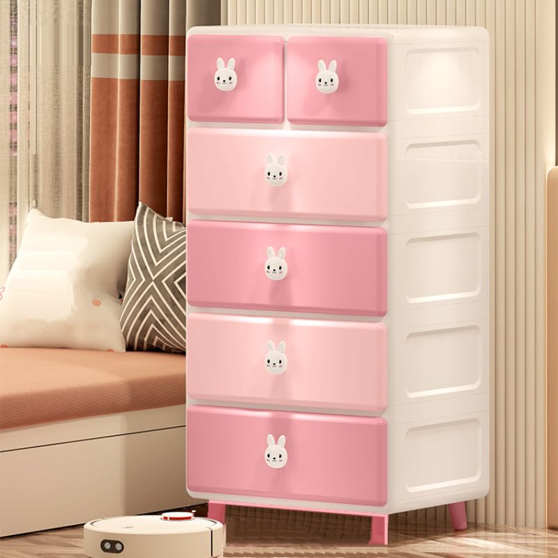 Plastic Chest Kids Nightstand Modern Nursery Dresser with 5/6 Drawers , 15.6-inch W