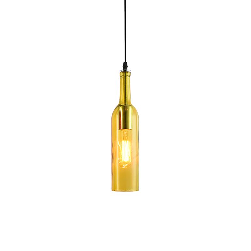 Blauw/bruin 1 licht hangende lamp vintage industriële glazen fles tint hanglamp met verstelbaar koord