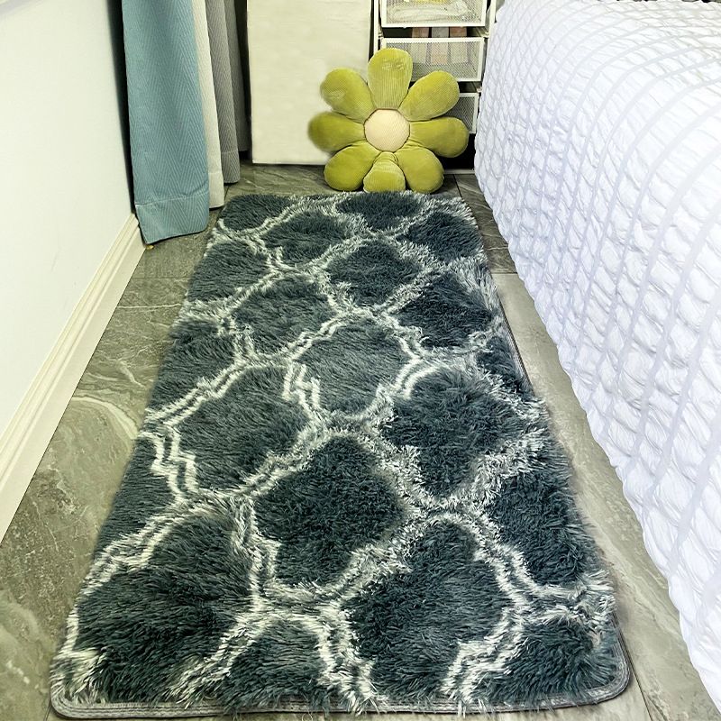 Creative Indoor Rug Argyle Print Polyester Area Carpet Stain Resistant Shag Rug for Home Decor