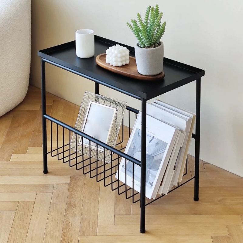 Metal Bed Nightstand Modern Open Storage Shelf Included Night Table with Legs