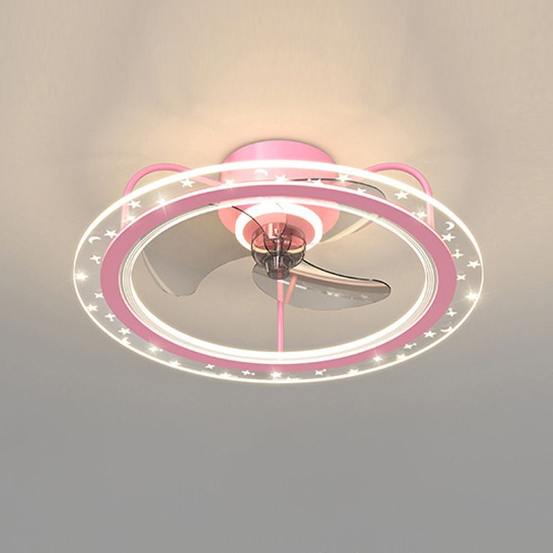 3-Blade Ceiling Fan Blue/pink LED Fan with Light for Children's Room