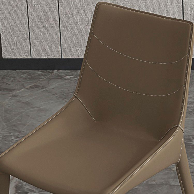 Minimalist Style Solid Back Armless Dining Chair Leather Dining Chair