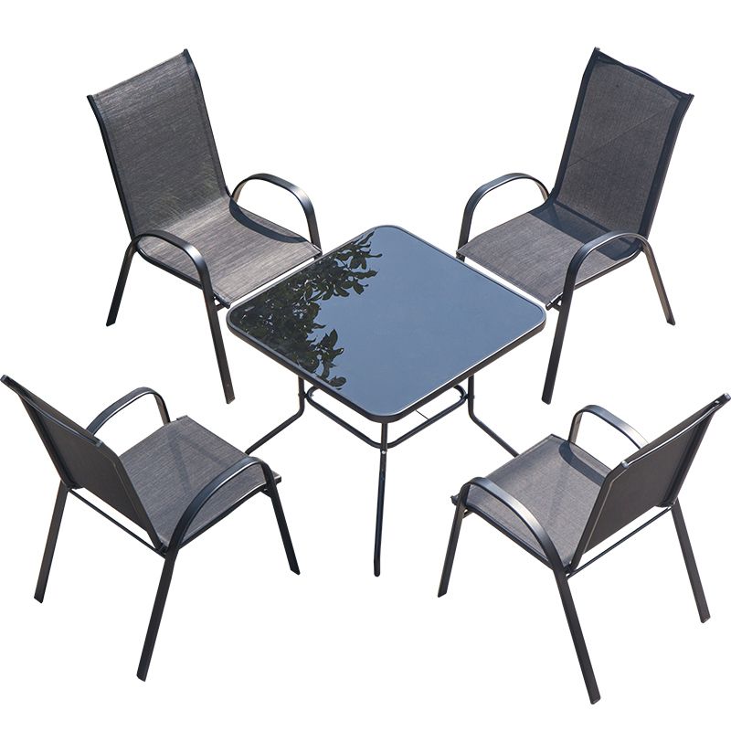 Metal Outdoors Dining Chairs Modern Patio Dining Chair with Arm