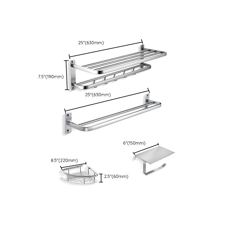 7-Piece Modern Bathroom Accessory Set with Bathe Shelf/Towel Bar/Paper Holder & Robe Hook