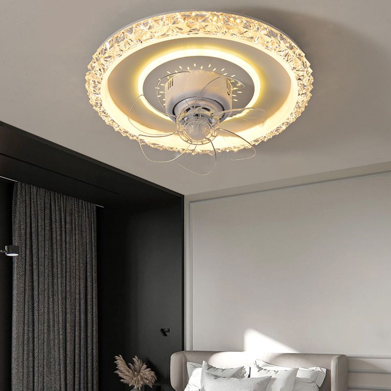 Nordic Style Round Fan Light Metal Colorful LED Flush Mount Light for Bedroom