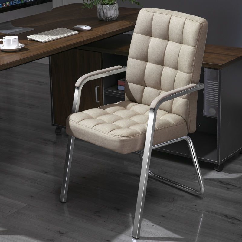 Modern Arm Desk Chair with Metal Base Mid Back Office Chair with Padded Arms