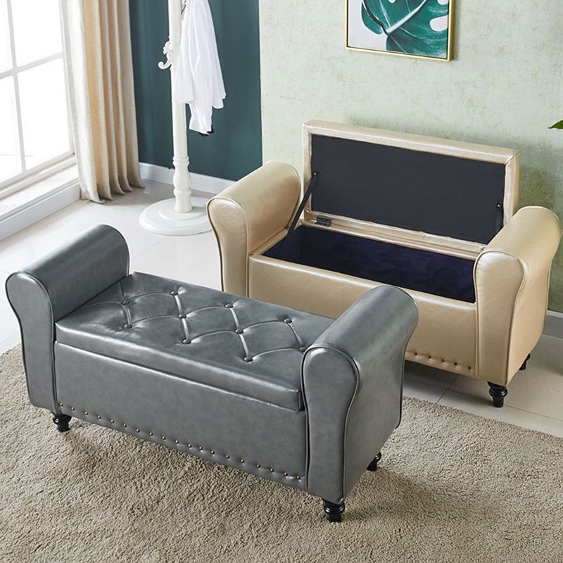 15.75 Inch Wide Bench Upholstered Modern Bench with Arms for Bedroom