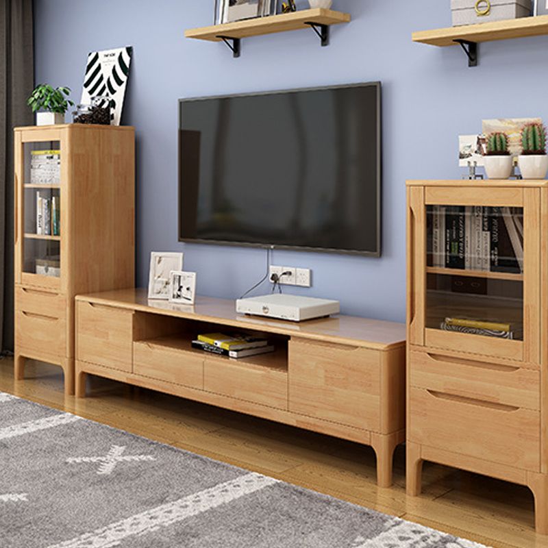 Scandinavian Wood TV Stand Console Open Storage TV Media Stand for Living Room