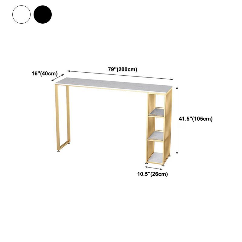 Marble Top Bar Table for Small Places Glam Metal Frame Pub Table