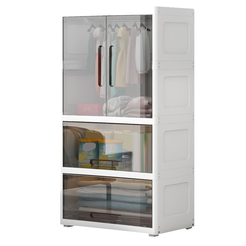 Modern Style Youth Armoire Plastic Bedroom Hanging Clothes Rack with Door