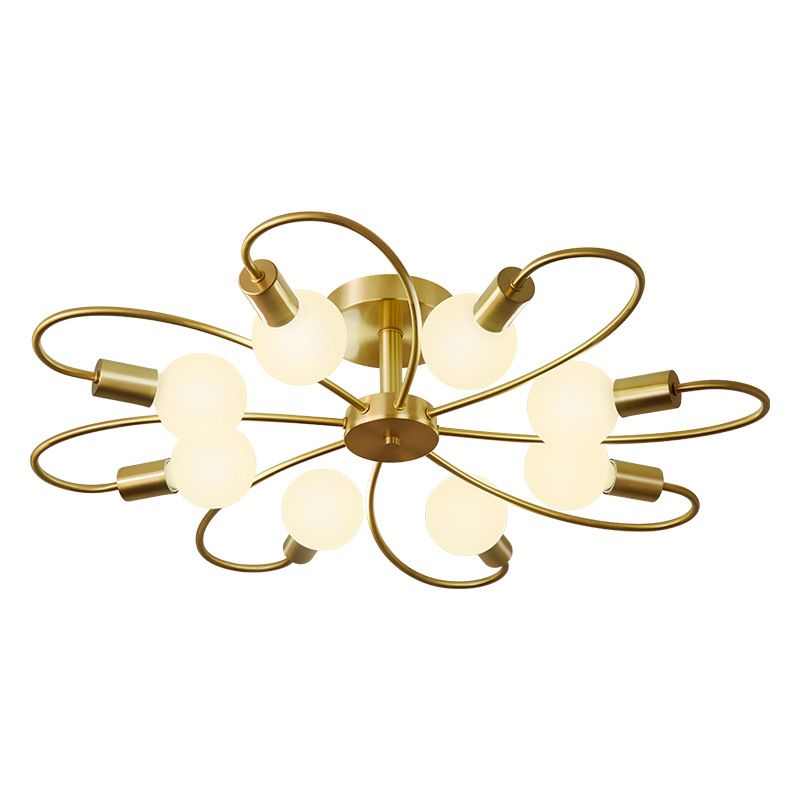 Industrial Sputnik Semi Flush Mount Light Fixture Bronze Semi Flush Mount Lighting for Restaurant