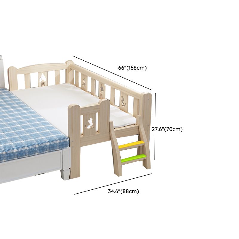 Solid Color Modern Baby Crib Solid Wood Arched Crib with Guardrail