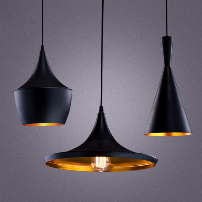 Metal Black Pendant Lighting Fixture Shaded Industrial Style Pendant Ceiling Light