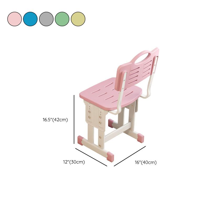 Contemporary Student Desk with Wooden Top and Shelf Desk and Chair Set