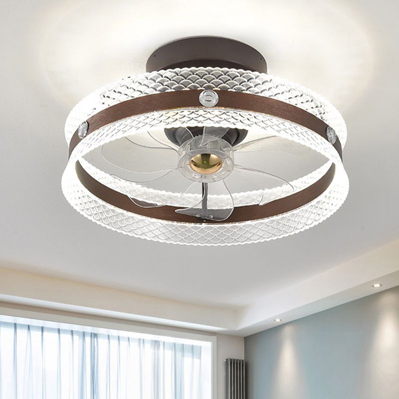 7-Blade LED Ceiling Fan Modern Metallic Black Fan with Light for Home