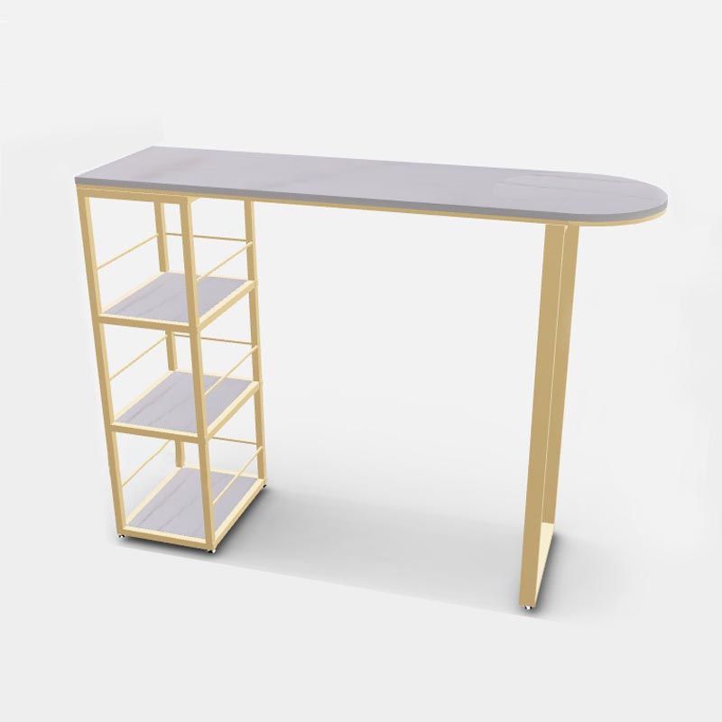 White and Gold Bistro Accent Dining Table Contemporary Indoor Bar Table