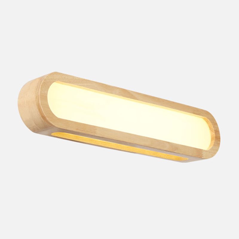 Accesorios modernos de iluminación de tocador de baño LED de pared de madera.