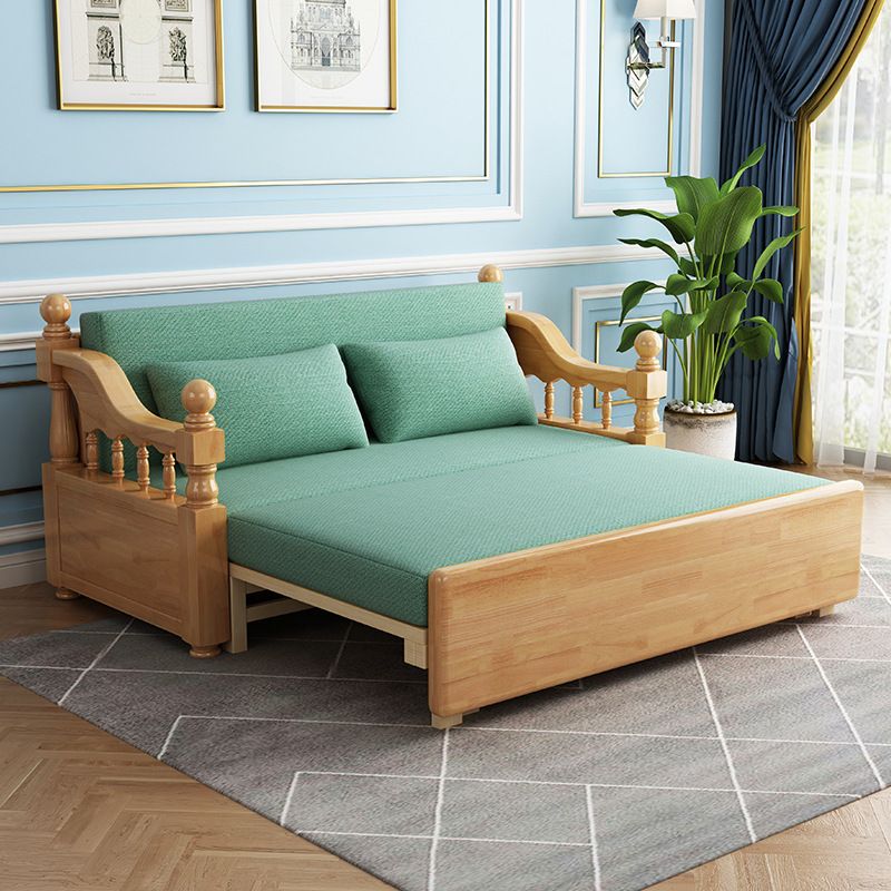 Scandinavian Solid Wood Fabric Mattress No Theme Rubberwood Bed