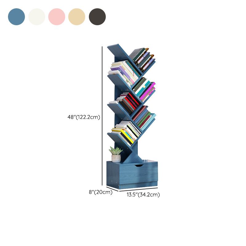 Contemporary Open Back Bookshelf Freestanding Standard Bookcase with Tree Theme