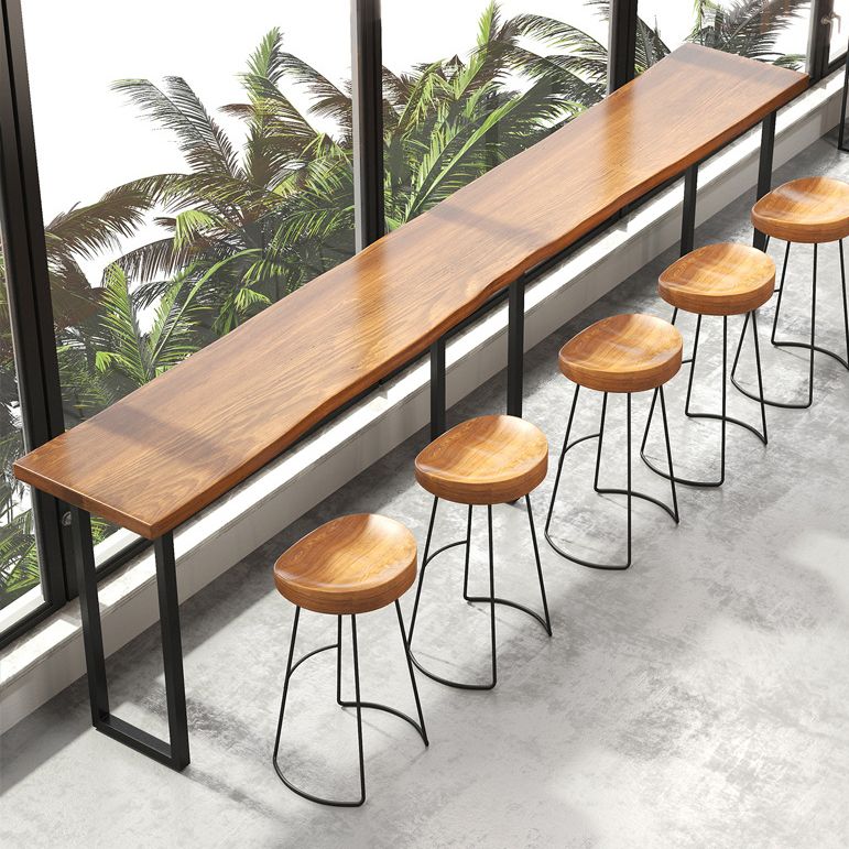 Industrial Bar Dining Table Solid Wood Bar Dining Table with Sled Base