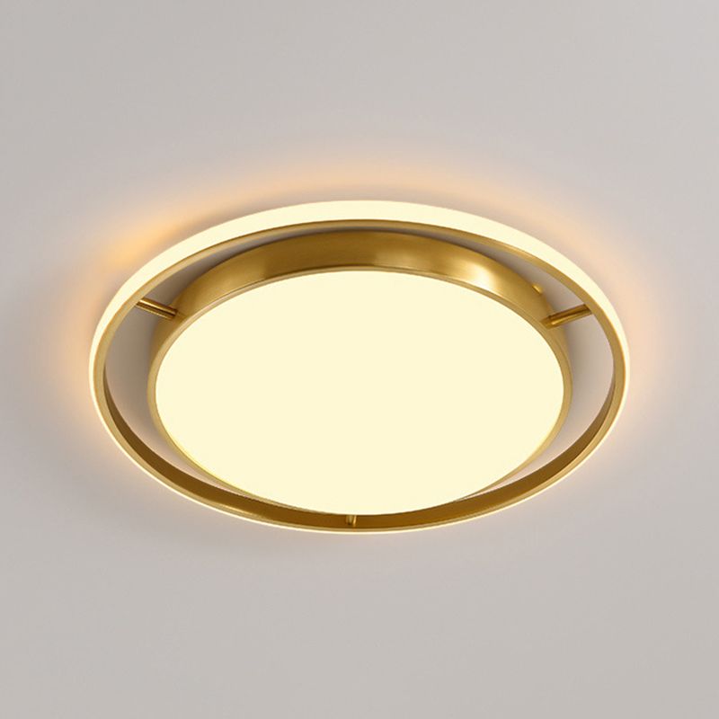 Round Flush Mount Modern Metal Flush Mount Ceiling Light in Gold