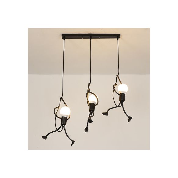 Pendant Lighting Fixture Industrial Living Room Pendant Ceiling Light with Unique Metal Shade in Black