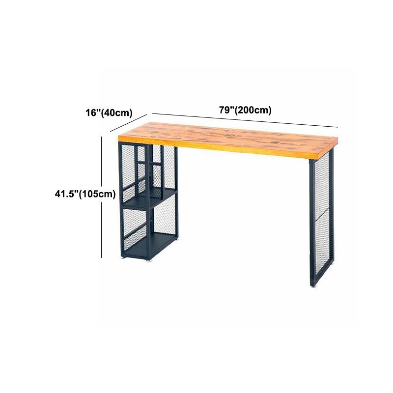 Industrial Wood Storage Bistro Accent Dining Table Double pedestal Indoor Patio Bar Table