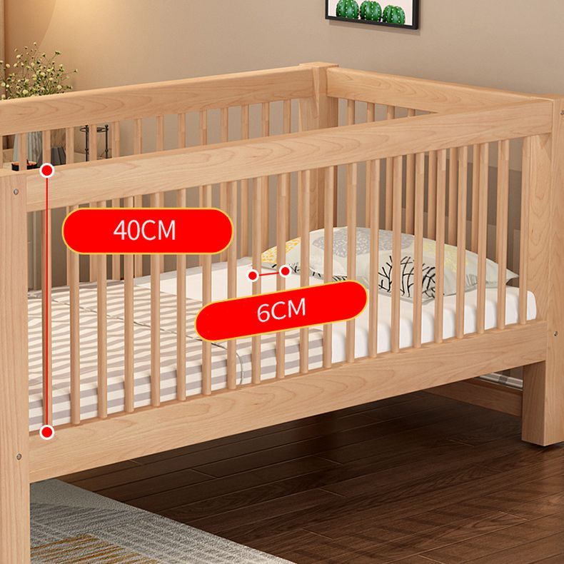 Scandinavian Solid Wood Baby Crib Toddler Guard Rails Included Nursery Bed