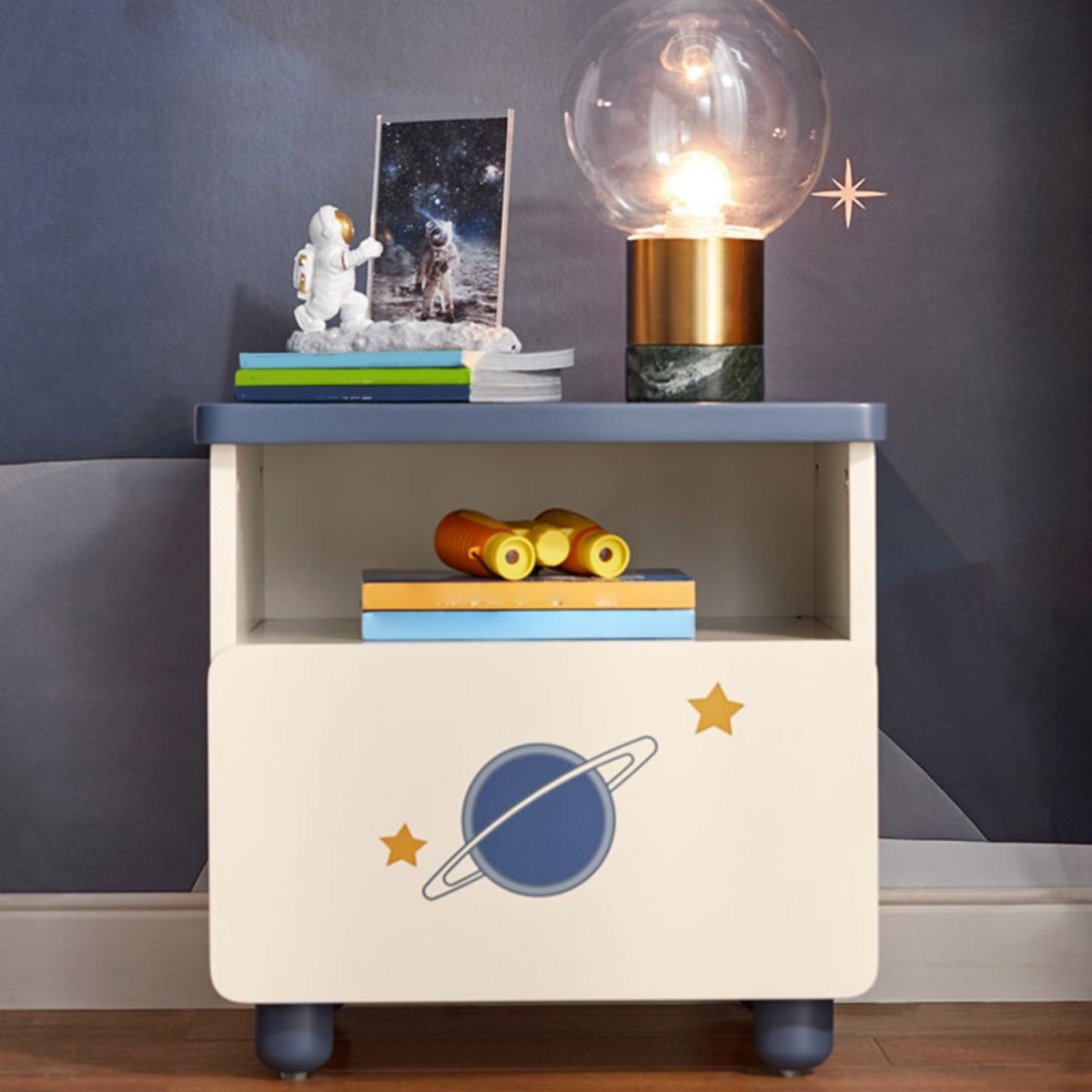 Manufactured Wood Youth Nightstand Space Bedside Table for Nursery