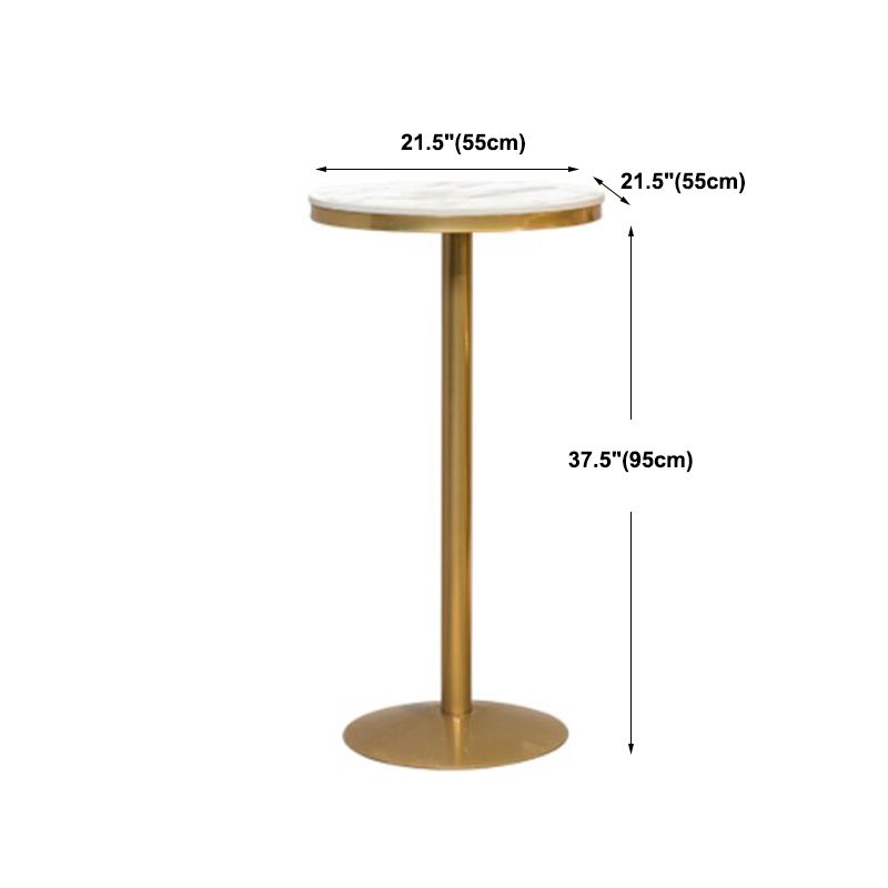 Artificial Marble Bar Table Glam Style Gold Base Bistro Table for Coffee Shop