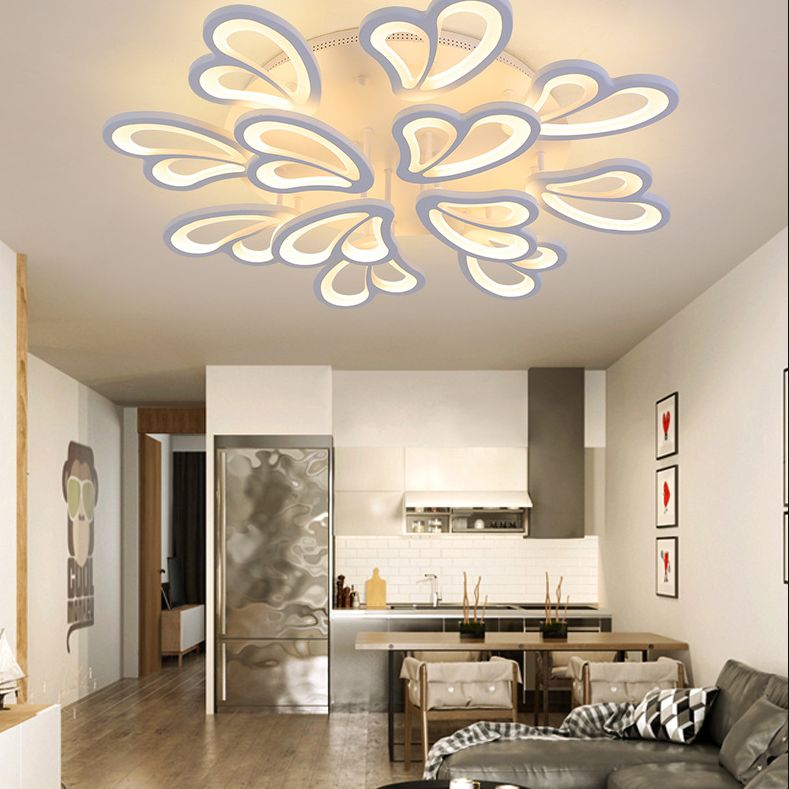 Wit Acryl -schaduw LED -plafondlicht in moderne stijl Semi Flush Lighting voor slaapkamer