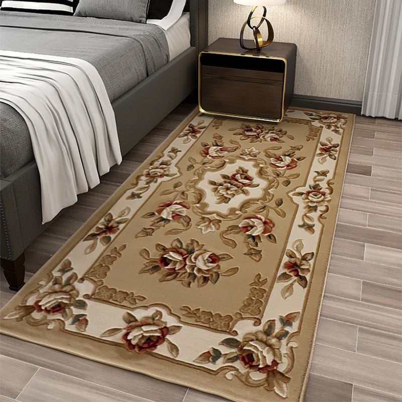 Shabby Chic Bedroom Rug Multi Colored Flower Printed Indoor Rug Synthetics Non-Slip Pet Friendly Area Carpet