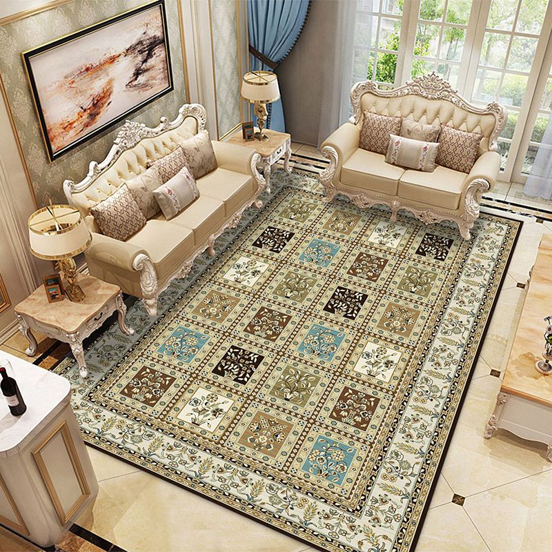 Traditional Moroccan Tile Carpet Polyester Area Rug Stain Resistant Indoor Carpet for Living Room
