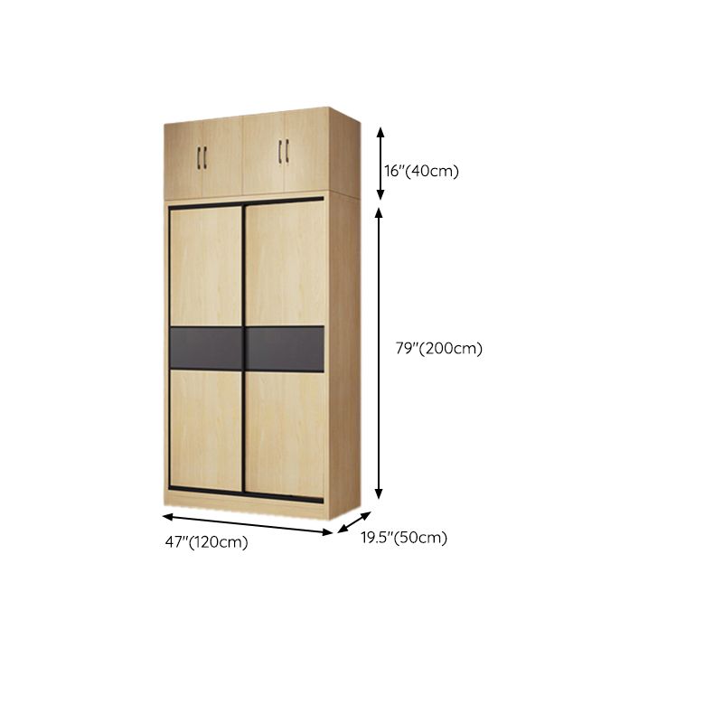 Brown Contemporary Coat Locker Wooden High Gloss Closet with Garment Rod