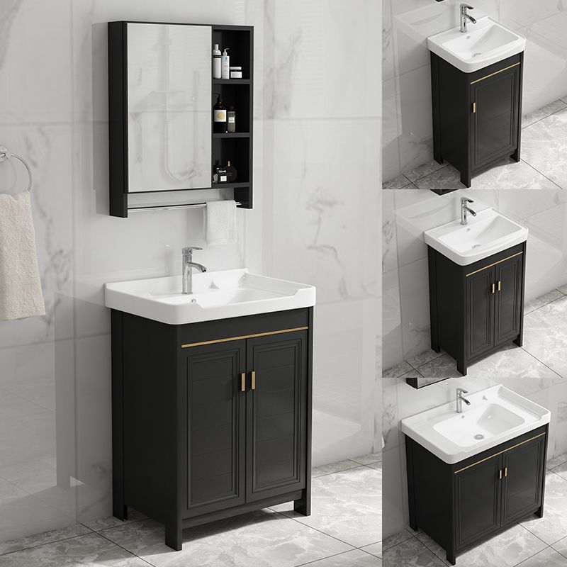 Free Standing Vanity Sink Ceramic Sink Drawers Faucet Vanity Set with Mirror