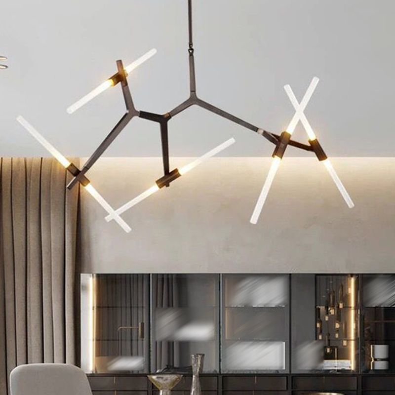 Modern Style Chandelier Light Fixture Branch Metal Hanging Light in Black