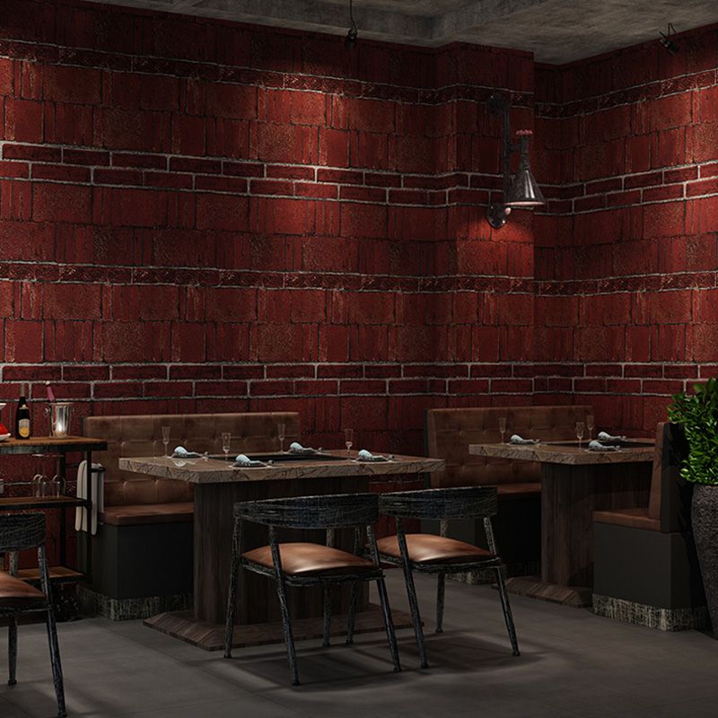 Stain-Resistant Brick Effect Wall Covering PVC Industrial Wallpaper for Accent Wall