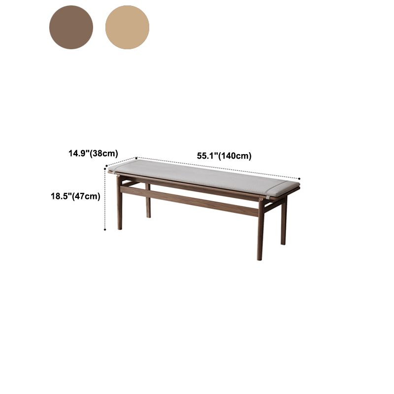 Farmhouse Wood Bedroom Bench Walnut/Natural Finish Dining Bench with Removable Cushion