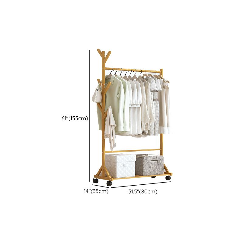 Modern Coat Rack Gorgeous Solid Wood Clothes Hanger with Castors