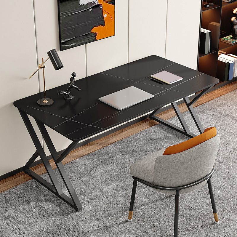 Modern Office Desk Antique Finish Writing Desk with Metal Legs