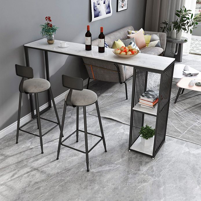 Stone Rectangle Bar Dining Table Contemporary Bar Table with Sled Base