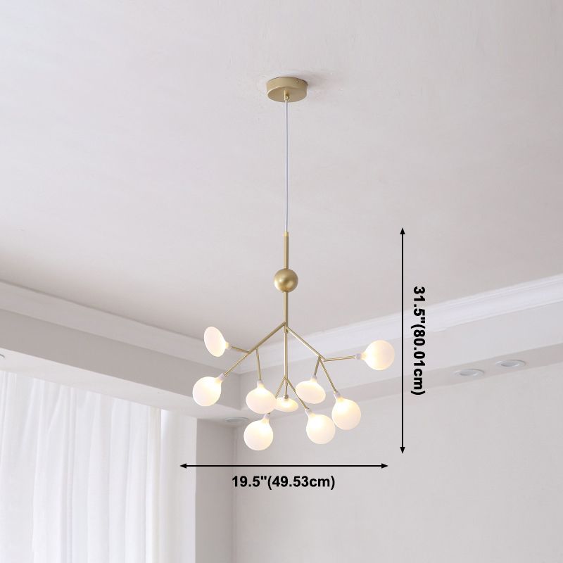 Modern Glowworm Chandelier Light Fixtures Multi-Head Gold Suspension Pendant Lamps