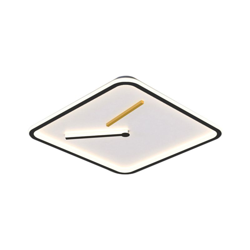 Acrylic Square LED Flush Mount Lamp Simplicity Black/Gold Close to Ceiling Lighting in Warm/White Light, 16"/19.5" Wide