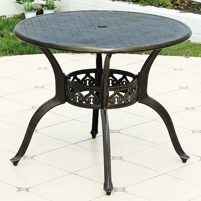 Metal Dining Table with Water Resistant Contemporary Patio Table